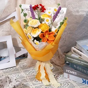 Rose Bouquet Crochet Kit Set, Includes Crochet Yarn and Step-By-Step Tutorial, Perfect Gift for Birthday or Wedding Anniversary
