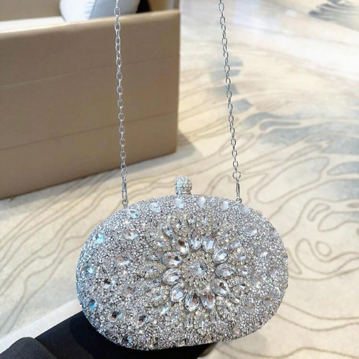Rhinestone Decor Purses for 2026, Inspired Bride Clutch Handbag Bucket Bag Mini Bag Faux Evening Bag Dinner Bag Glamorous Crossbody Bags Shoulder Bag for Woman Perfect for Party, Dinner, Christmas