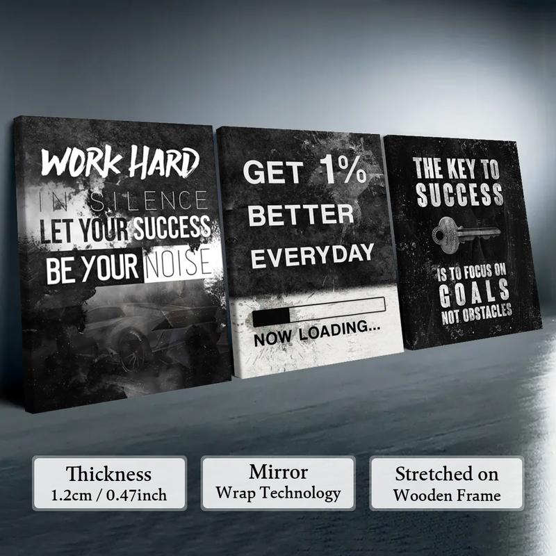 Wooden Framed Canvas Painting, 3 Counts/set Modern Art Inspirational Wall Art, Wall Decor for Home Living Room Bedroom Office