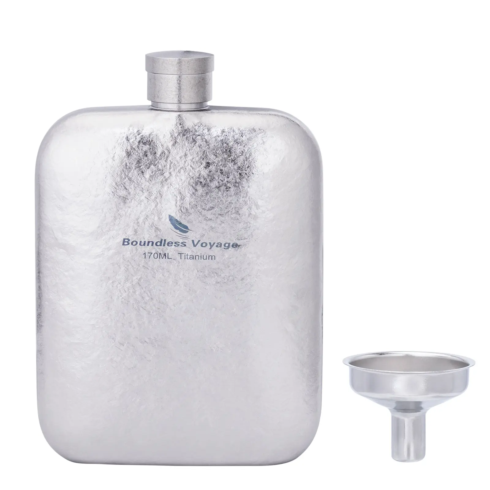 Boundless Voyage Titanium Hip Flask with Funnel, Lightweight Portable Pocket Flask, Camping Hiking Essential Water Bottle