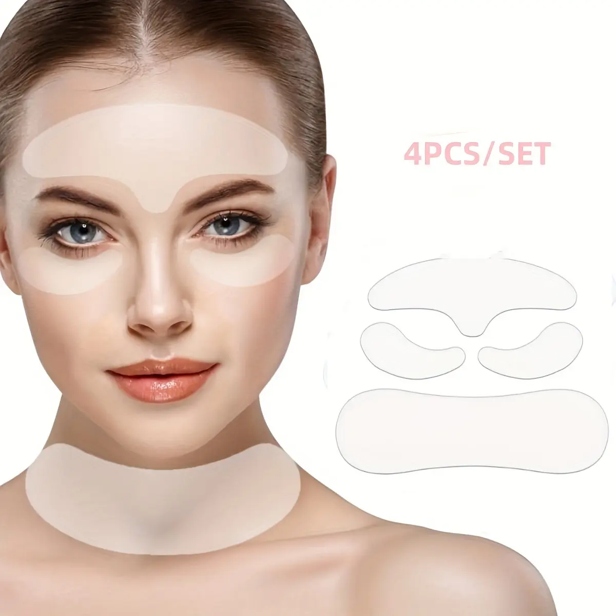 4pcs of transparent silicone face patches that can be given as gifts during festivals, used as a facial and neck patch tool
