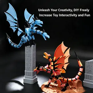3D Printed Three-Headed Dragon Model, Poseable Multi-Joint Flying Dragon Statue, Fantasy Collectible, Desktop Decor, DIY Gift