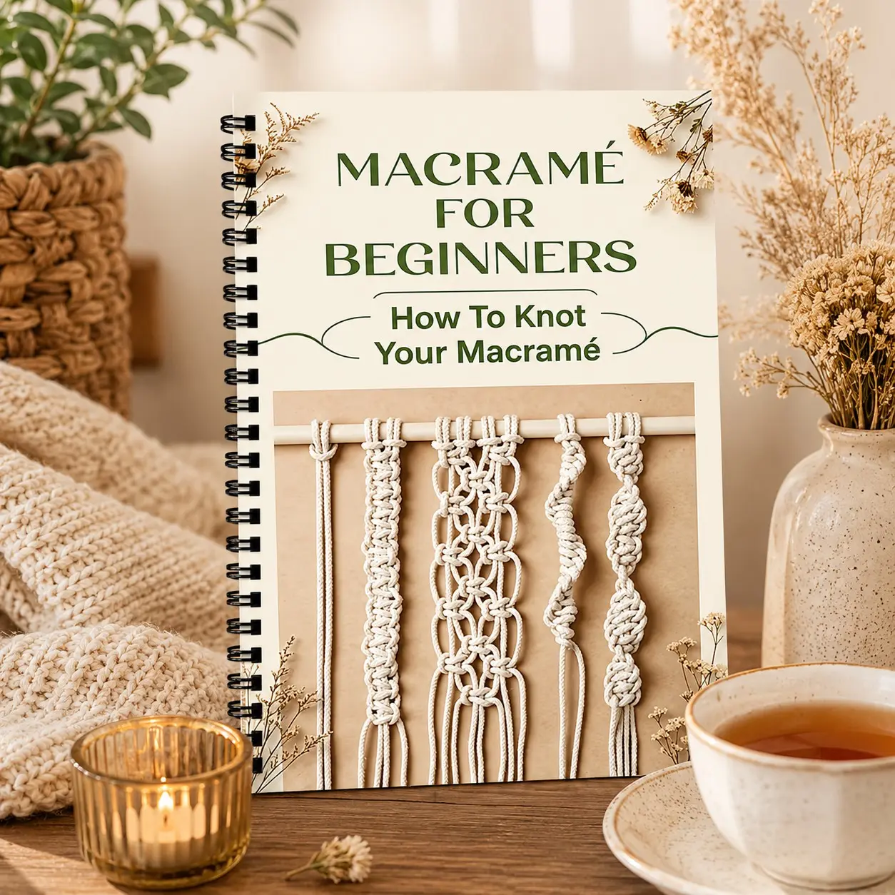 Macramé for Beginners A5 Spiral Binding, DIY Macrame Guide Book, Basic Knots Tutorial, Bohemian Home Decor Craft Gift Book