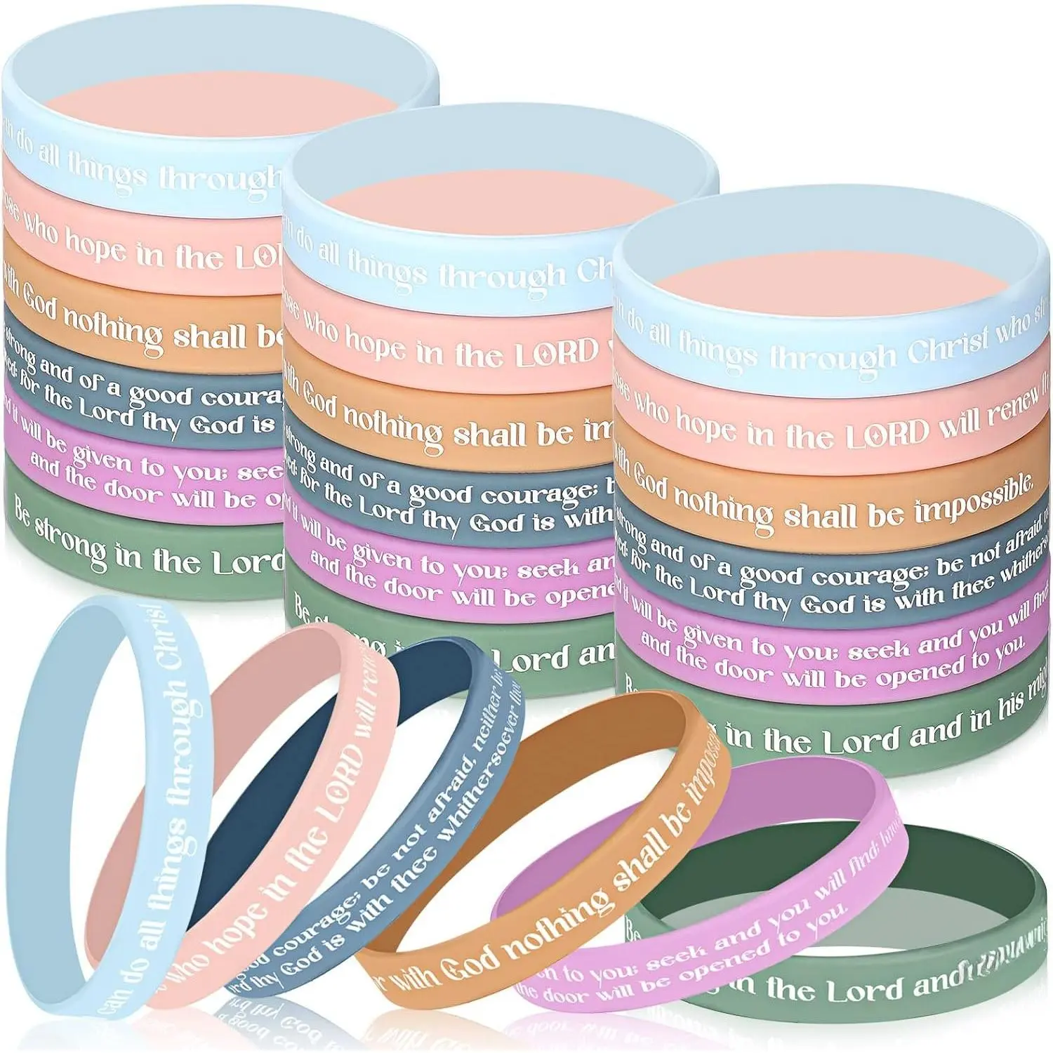 36 count  Verse Bracelets Rubber Christian  Bracelets   Wristbands Inspirational Motivational Wristbands Religious Gifts for Women Men Teen