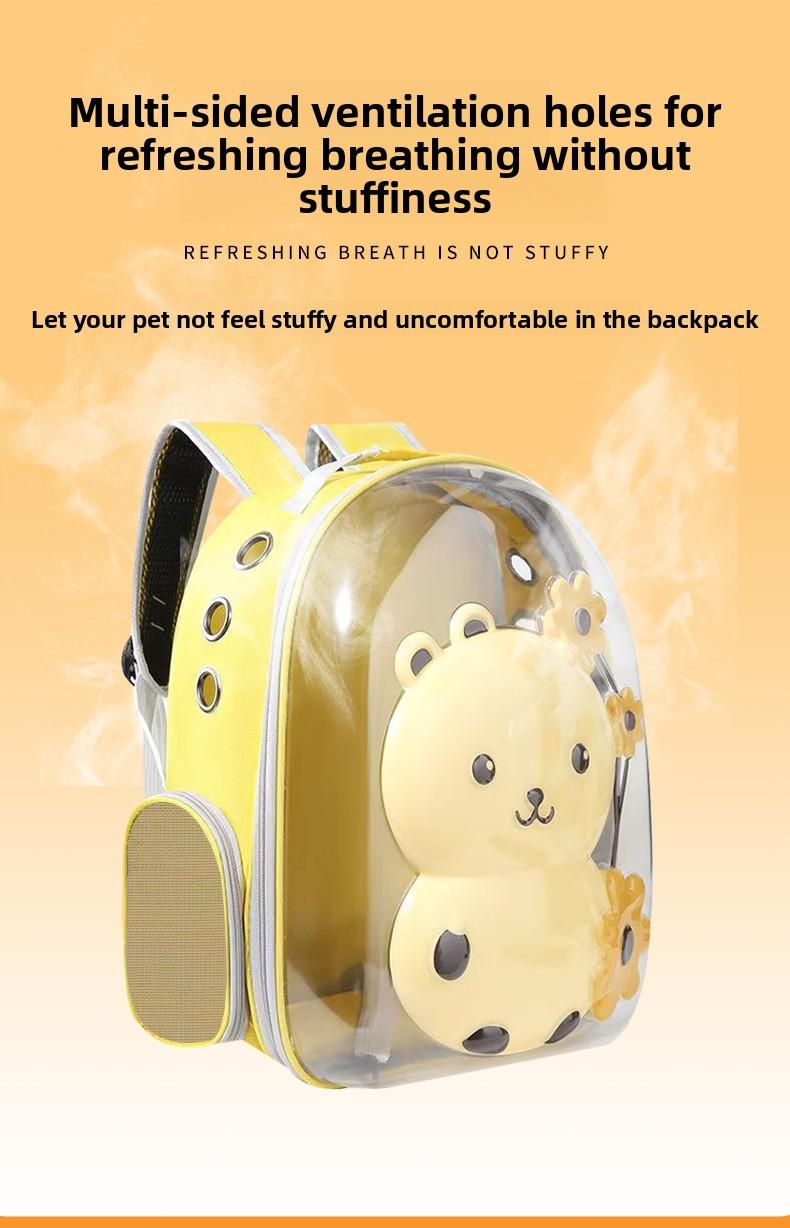 Pet Backpack Carrier - Breathable Transparent Space Capsule Astronaut Design with Mesh Pocket & Adjustable Straps, Portable Large Capacity Travel Backpack for Small Dogs & Cat