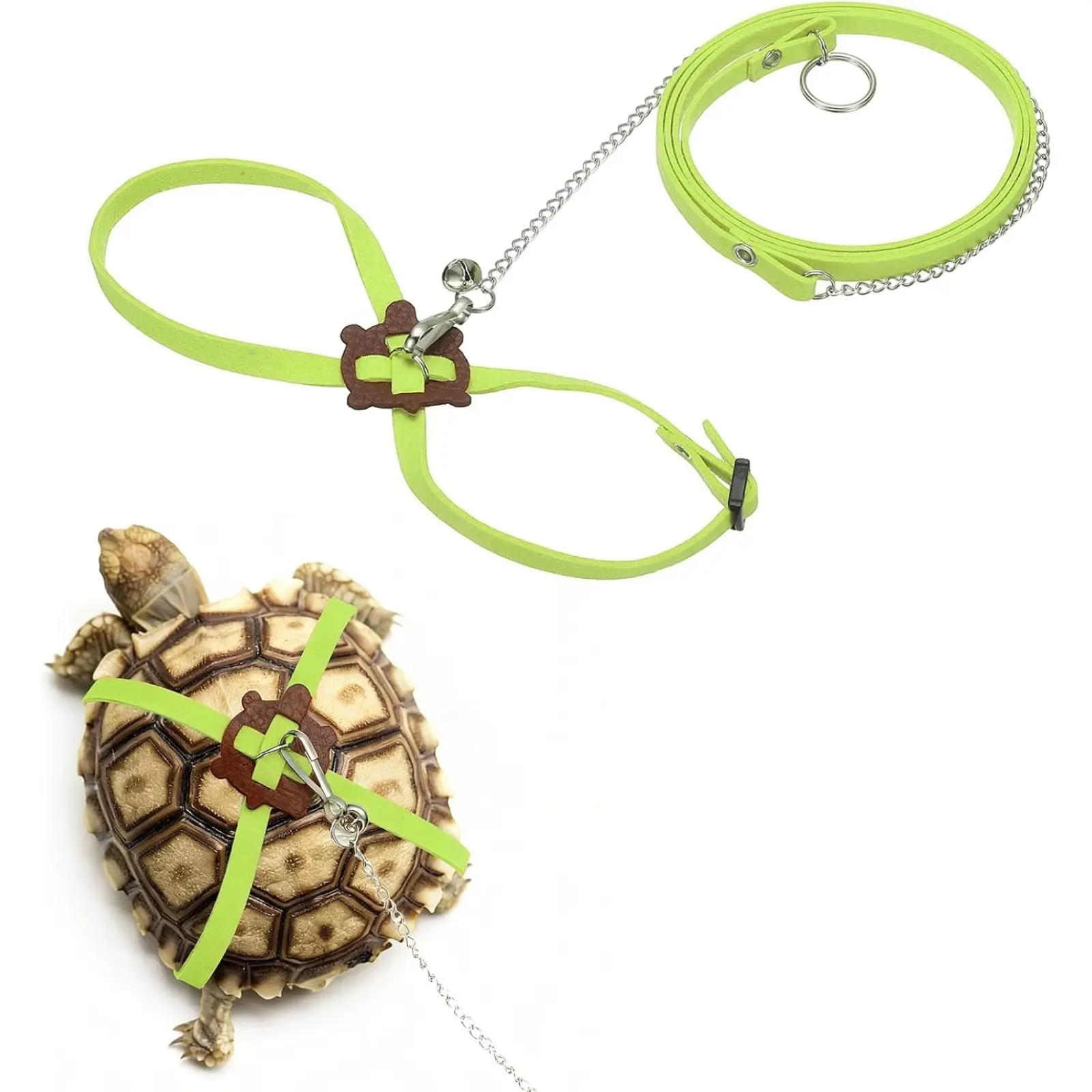 Tortoise Leash Harness Adjustable Turtle Harness Chest Collar Pet Tortoise Walking Rope with Bell, for Bearded Hamster Small Pets Outdoor