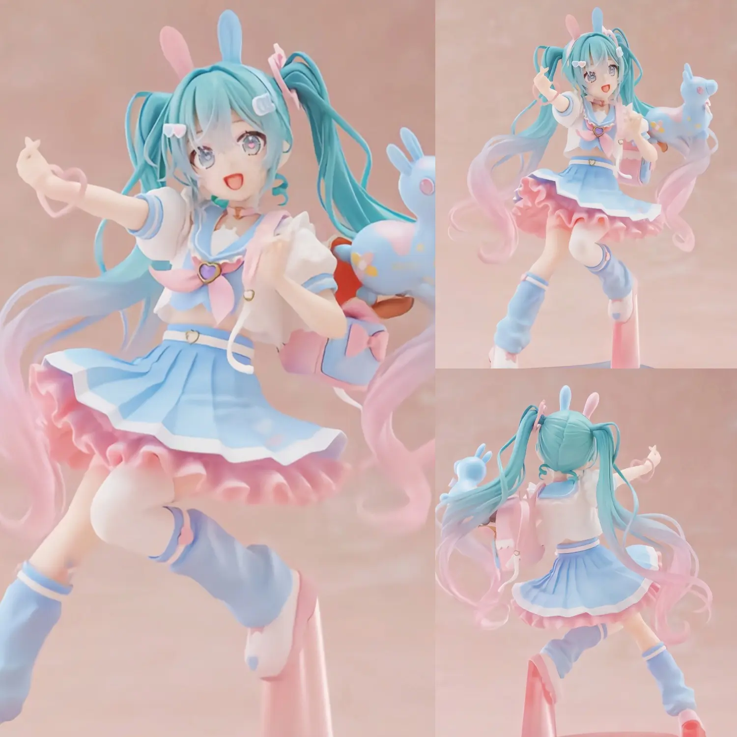 Hatsune Miku Rabbit Park Sailor Suit Running PVC Figure 19cm, Anime PC Desktop Decor, Open Window Gift Box, Secondary Dimension Collectible