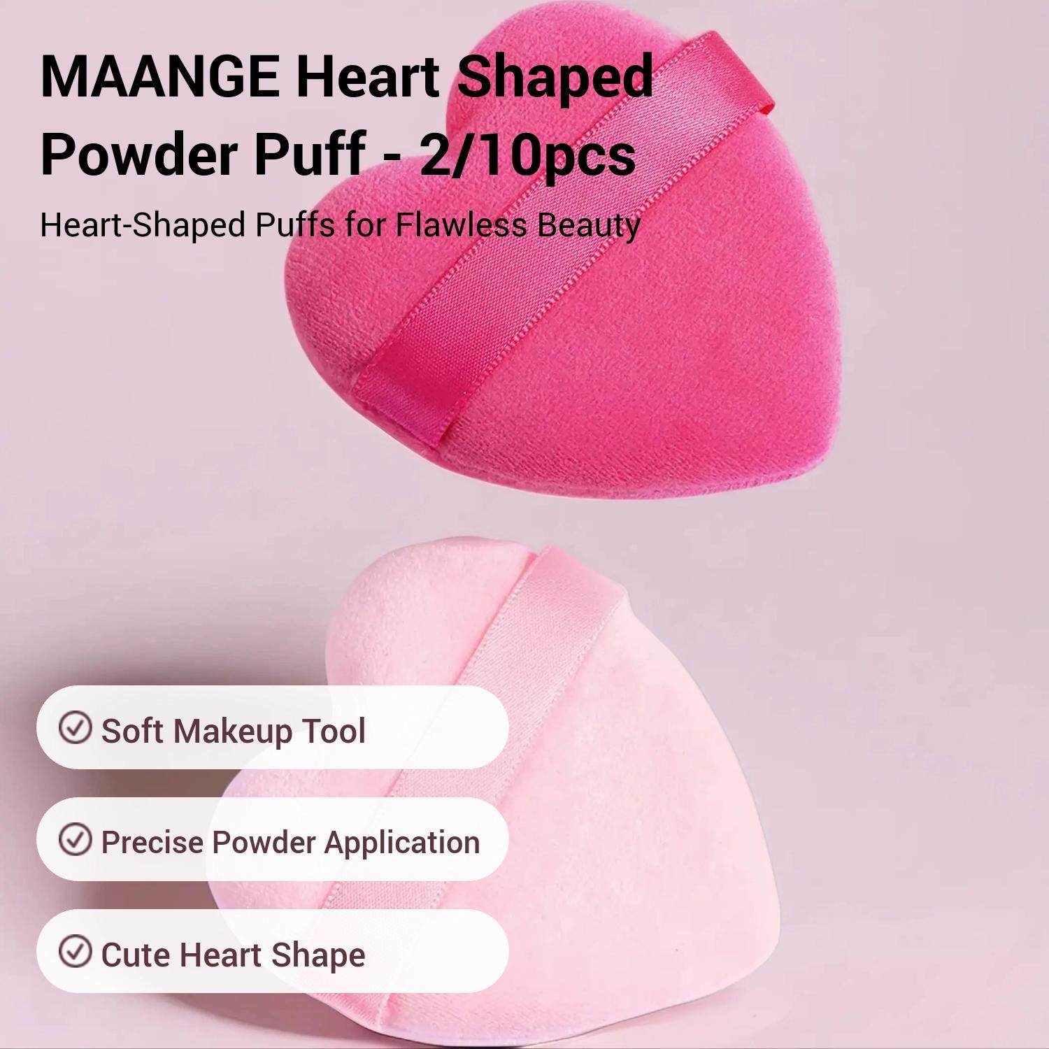 MAANGE Heart Shaped Powder Puff, 2/10pcs Soft Makeup Sponge Puff for Liquid Foundation, Loose Powder, Body Powder, Cream, Blush, Concealer