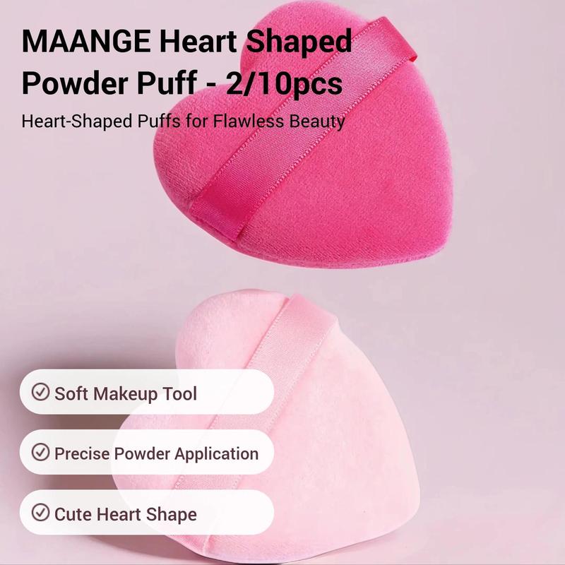MAANGE Heart Shaped Powder Puff, 2/10pcs Soft Makeup Sponge Puff for Liquid Foundation, Loose Powder, Body Powder, Cream, Blush, Concealer