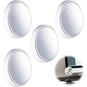 4PCS Office Cubicle Mirrors 2.24 Inch Adjustable Monitor Mirror to See Behind You Rear View Computer Monitor Desk Mirrors Small Stick-on Removable Mirror (White)