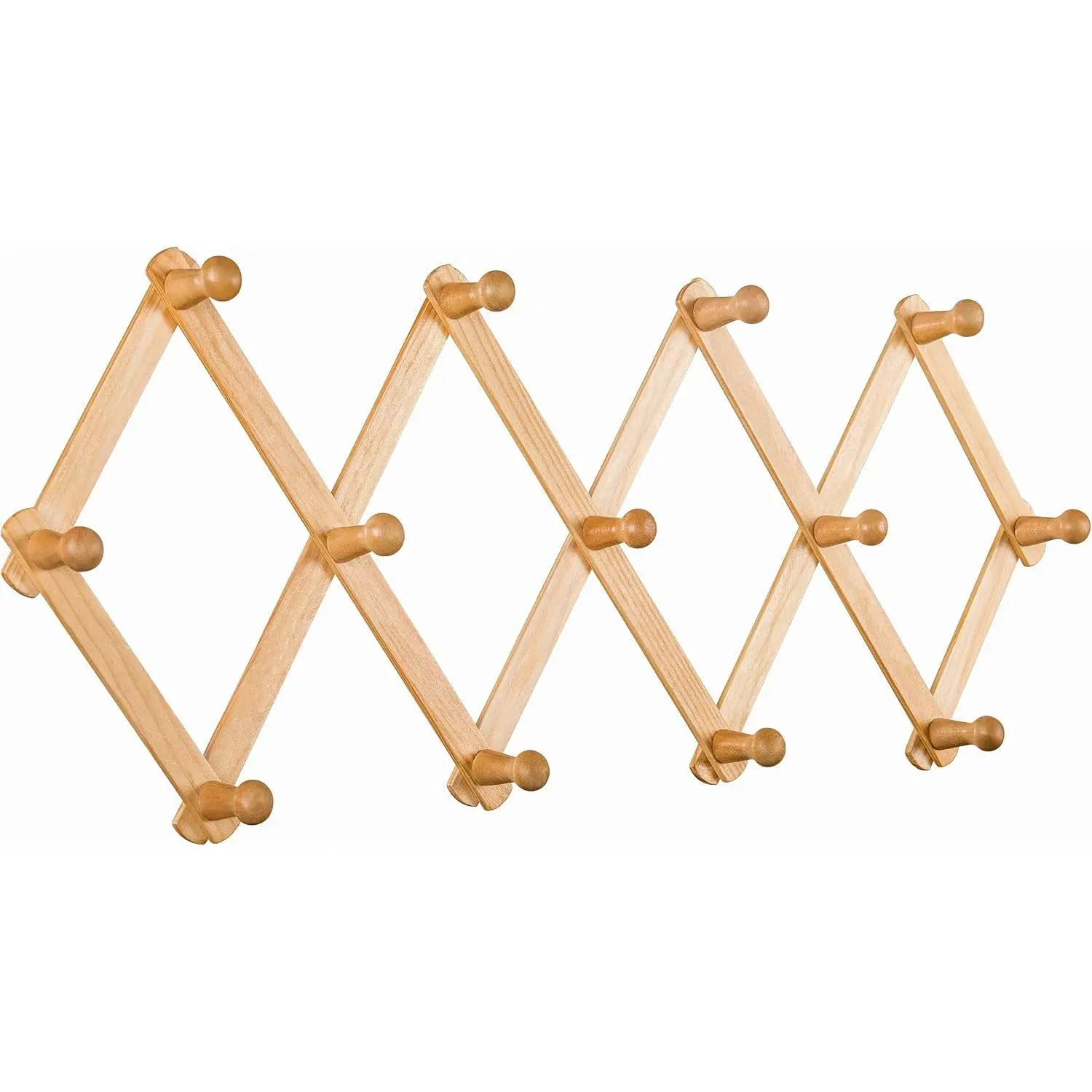 Wall Expandable Coat Rack Accordion Style Hat Rack Coffee Mug Hanger 13  Pegs/Hooks Hang Key Bag Umbrella Necktie Purse ()