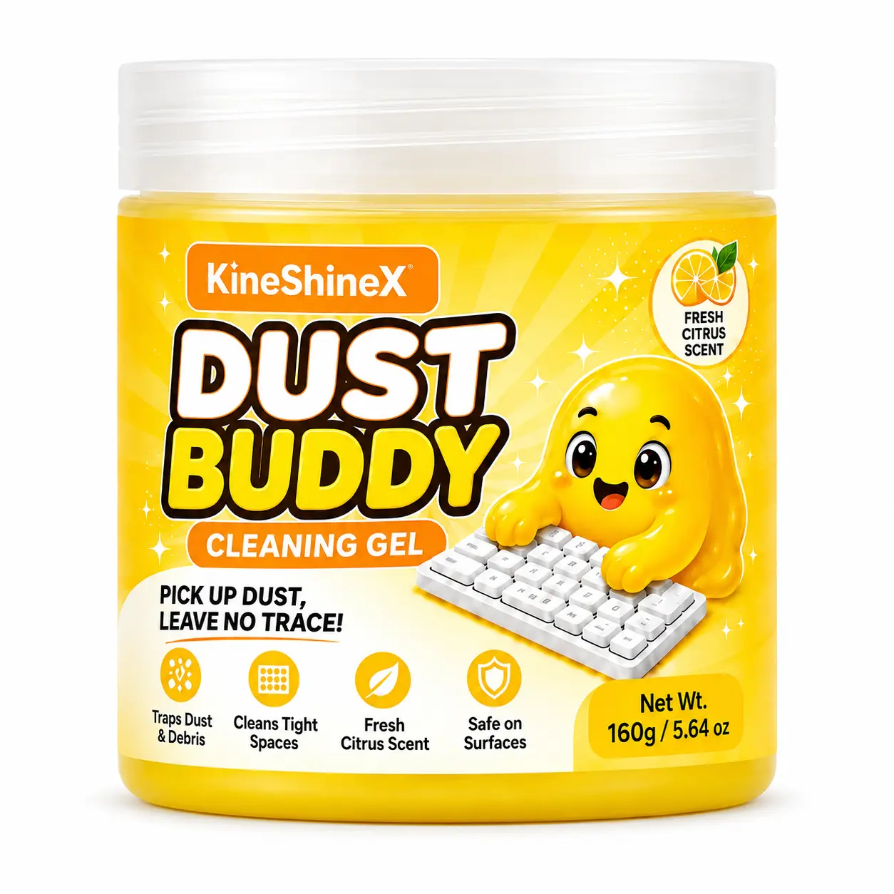 KineShineX Keyboard Cleaning Gel Universal Dust Cleaning Slime Mud Cleaner Tool for PC Laptop Desk Airvents Camera Earbud Case Remotes Tight Crevice Detailer Office Electronics Accessories Car Interior Detailing Kit Fresh Citrus Scent