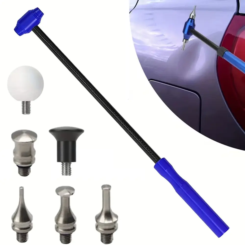 Car Dent Repair Hammer Set, Includes Hammer + 6 Replacement Tips, Durable Car Dent Removal Kit, Handheld Dent Puller Tool Set
