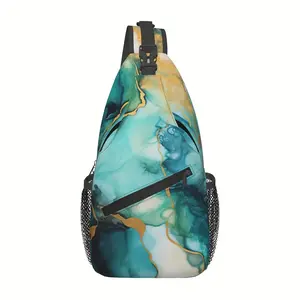 Crossbody chest bag, hiking backpack, green marble pattern, shoulder bag, foldable and large capacity, stylish and durable, suitable for shopping, work, leisure travel, beach bag, fishing backpack, travel accessories, school backpack, Christmas gift