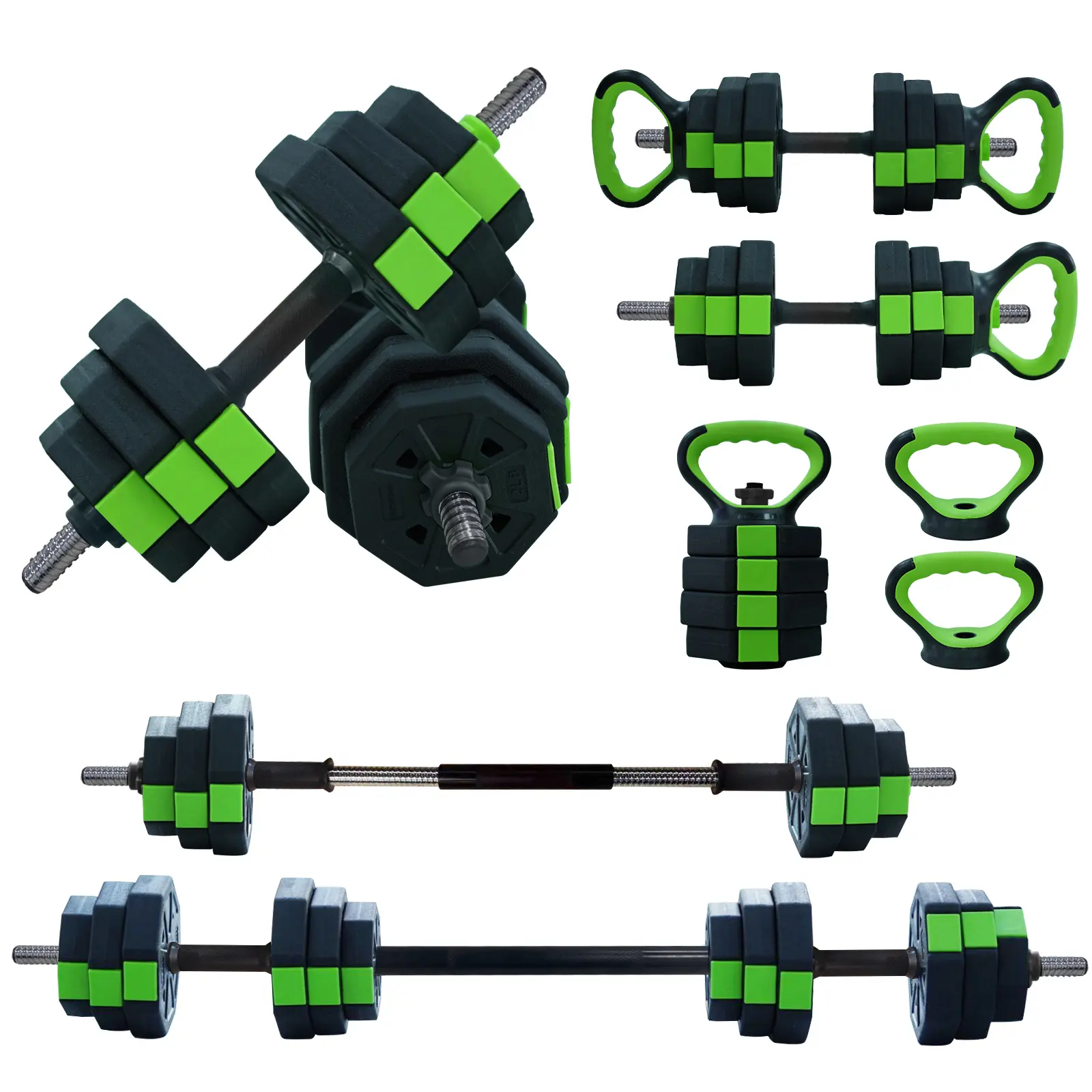 4-In-1 Adjustable Weights Dumbbell Set, 44 Lbs Weight Set with Connector Used As Kettlebells, Barbell, Push Up Stand, Fitness Exercise Dumbbell, Free Weight Set for Home Gym