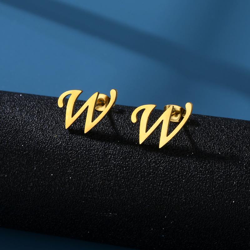 1 Pair Initials Earrings Stainless Steel 26 English Letters Personalized Letter Earrings for Men And Women Valentine'S Day Mother'S Day Thanksgiving Birthday Souvenirs