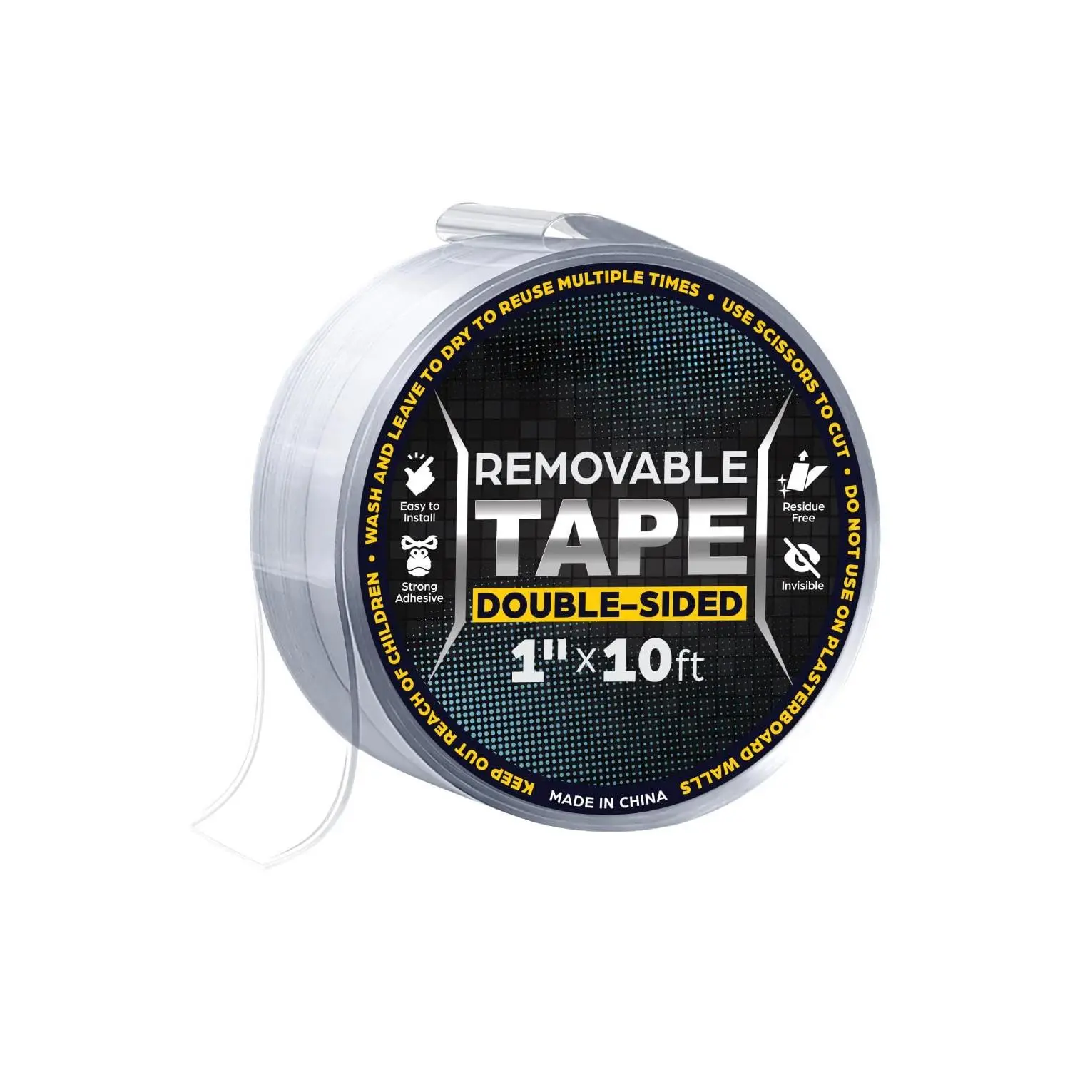 Double Sided Tape Heavy Duty [1" x10ft'] Transparent Nano Tape for Mounting -  2-Sided Mounting Tape - Caution This Tape is  - NOT for Painted Walls