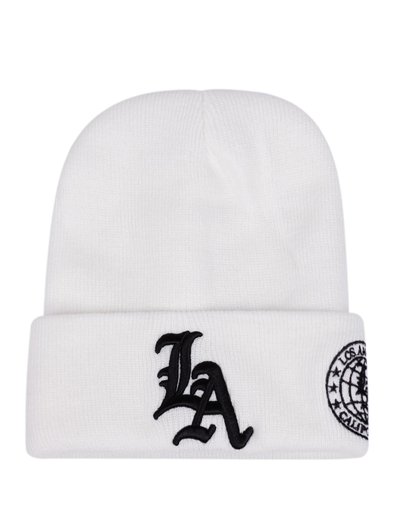 2025 New Men's LA Letter Side Earth Embroidery Winter Windproof Warm Outdoor Sports Hat Soft Bean Hat Casual Wool Hat Soft Beret Multi functional Hip Hop Knitted Hat Beanie Fitted