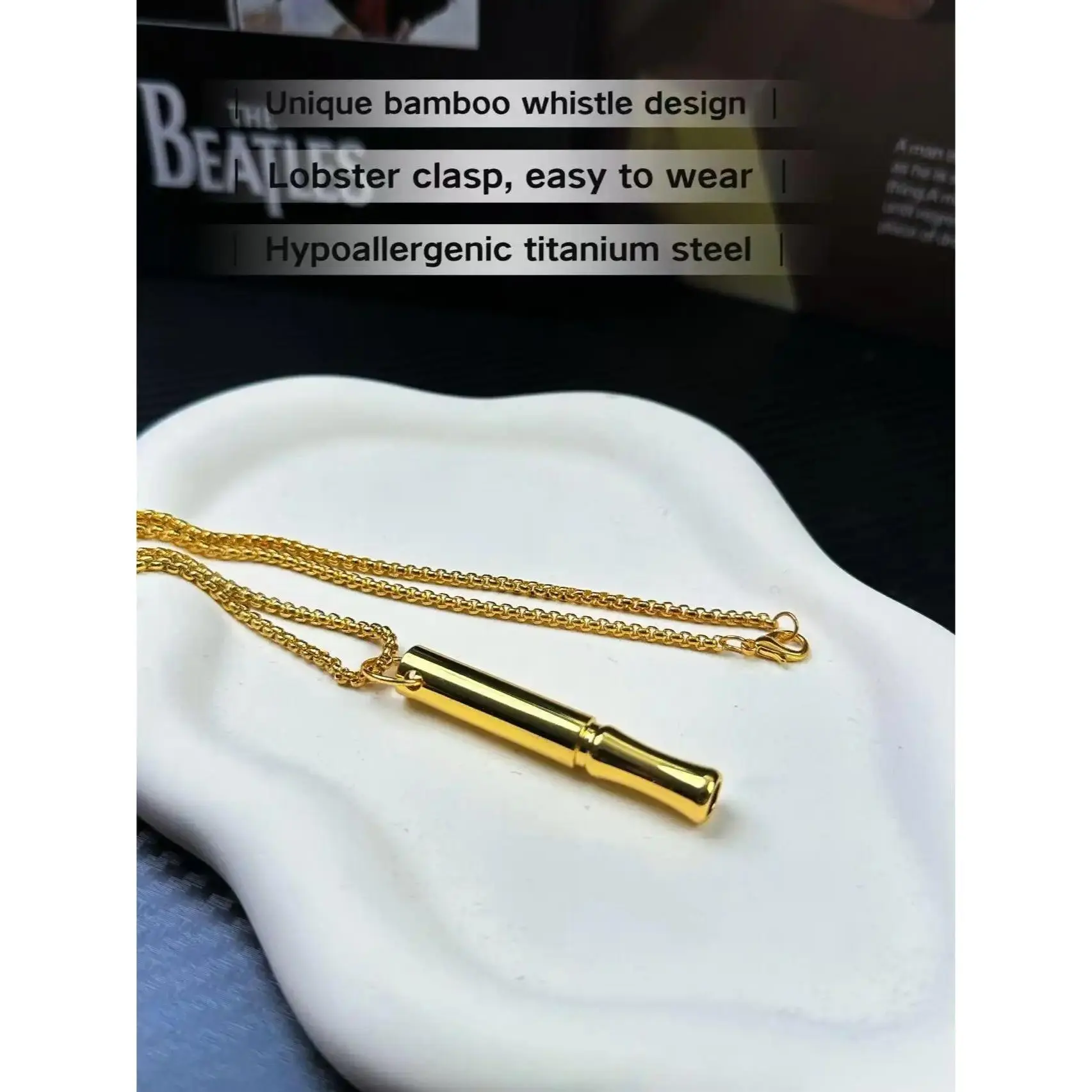 Titanium Steel Whistle Pendant Necklace, Couple Fashion Daily Jewelry Gift New Version