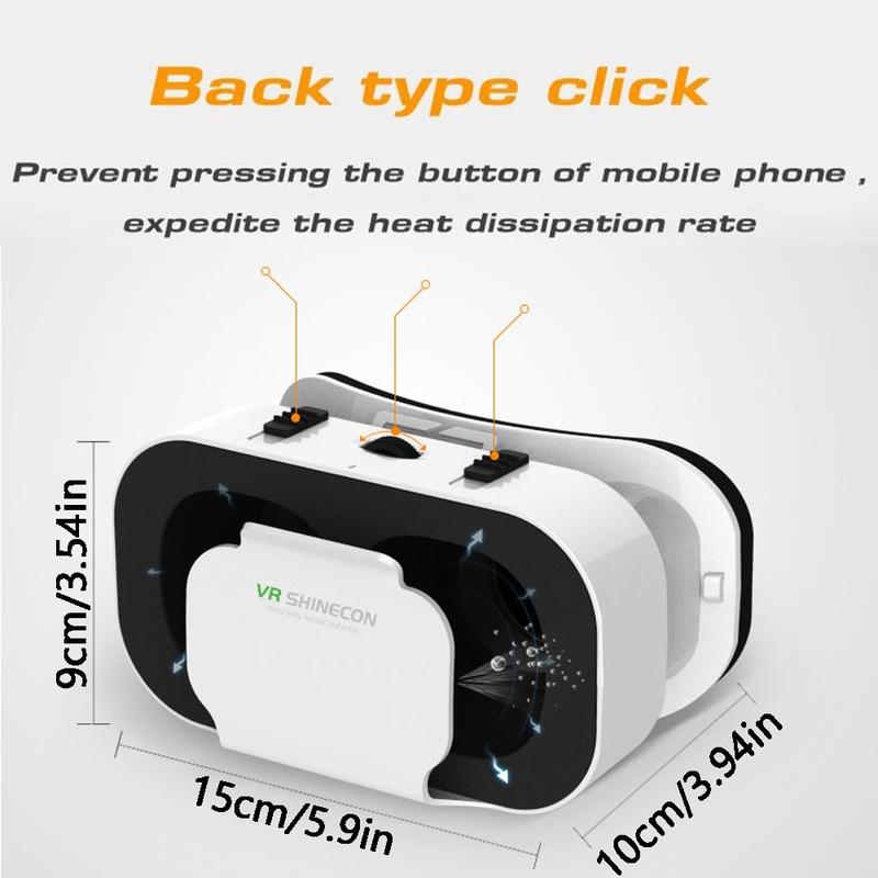 Shinecon Virtual Reality 3D VR Glasses Headset Device Helmet Goggles Lenses For Mobile Smartphone Smart Phone Cell Realidade Viar Game Controller movie film video show Viewer Eyewear Head-Mounted Compatible with 4.7-6.0 inch Phones