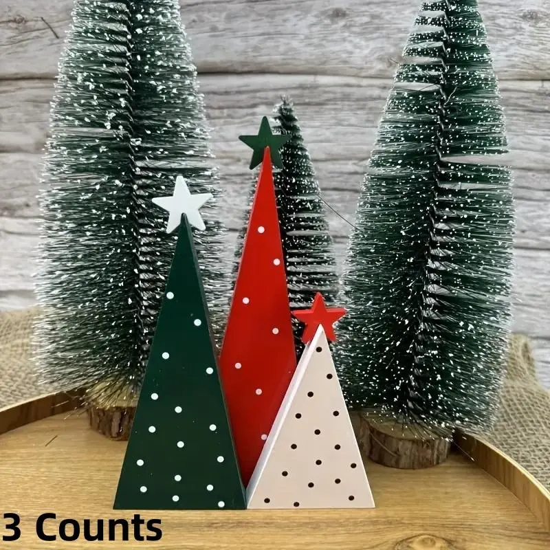 3 Counts Wooden Christmas trees, wooden Christmas tree tabletop decorations, tree frame displays, logs, Christmas decorations, rural Christmas trees - very suitable for home and commercial use!
