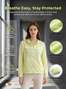 Women's Sun Protection Jacket with Hood, Breathable Ice-Feel Nylon Fabric, Daily Wear UV Blocking Coat, Comfortable Outdoor Clothing