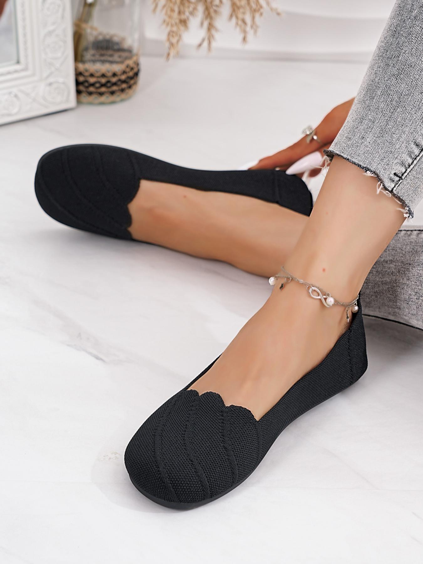 Women's Breathable Slip-On Soft Sole Flats Size 36-43, Casual Fashion Square Toe Shoes for All Seasons, Comfortable Commuter Footwear