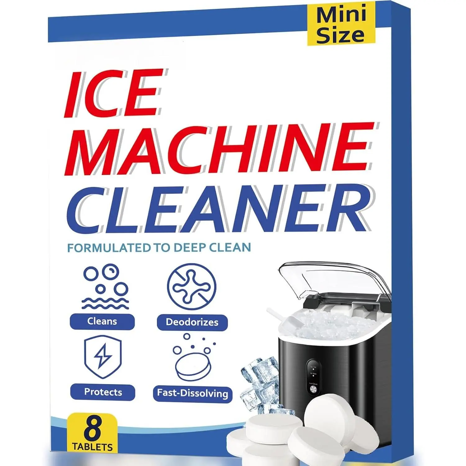 Ice Maker Cleaner and Descaler - Ice maker cleaning tablets mini size, compatible with  major brands, safe and nickel-free descaler, suitable for countertop, portable, and commercial ice makers.