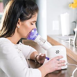 Facial Steamer, Steam Inhaler, FSA Eligible, Vaporizer or Vocal Steamer with Aromatherapy Diffuser and Soft Face Mask for Cleansing, Sinus Pressure, Congestion, Colds and Cough, 25mL