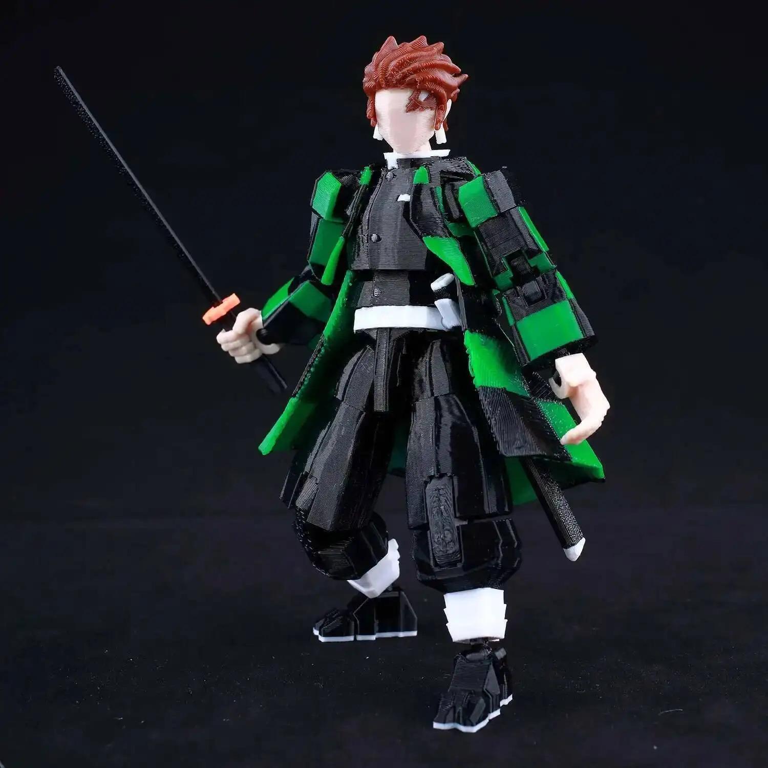 9L3D Printed Demon Slayer AKAZA Tanjiro Kamado Lucky Dummy 13 Movable Shapeshift Action Figures Mannequin Toys for Anime Fans