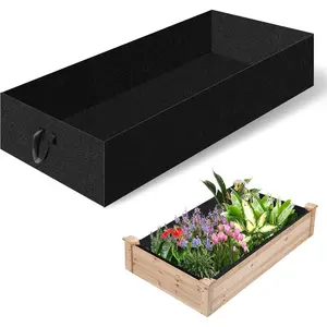 1PCS Raised Garden Bed Liner Fabric Raised Garden Bed Breathable Drainage Rectangle Grow Bags with Handles Fabric Garden Bed for Outdoor Garden Bed Holds Soil - 4ft x 2ft x 1ft