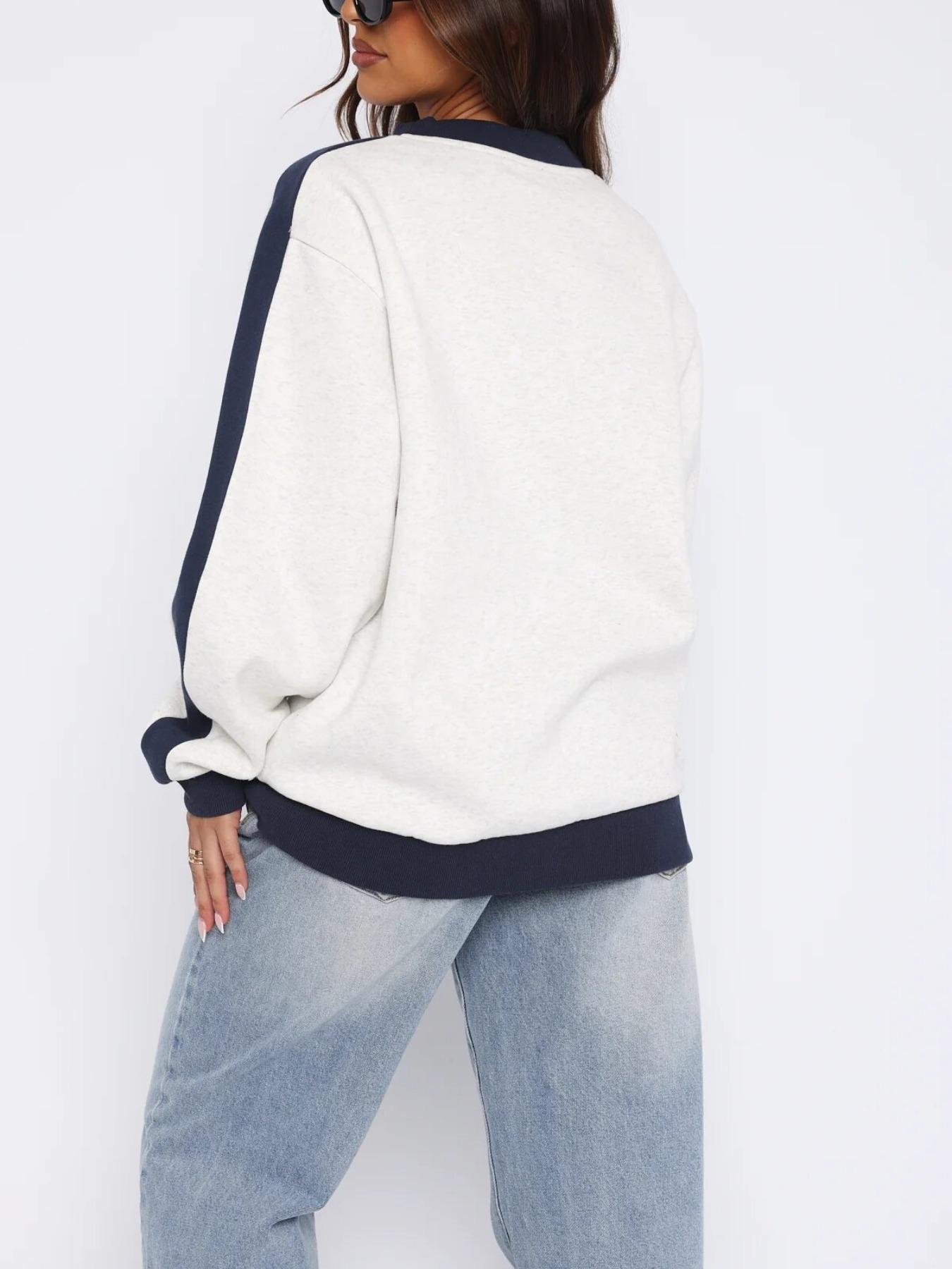 Women's Figure Print Crew Neck Loose Knit Sweatshirt, Casual Style Long Sleeve Pullover for Spring & Fall, Women's Fashion Daily Wear Top, Womenswear