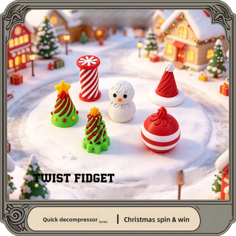 Novelty Xmas Party Favor 6 In One Christmas Twist Fidget Hanging Ornaments 3D Printed Spiral Stress Relief Sensory Tabletop Displays
