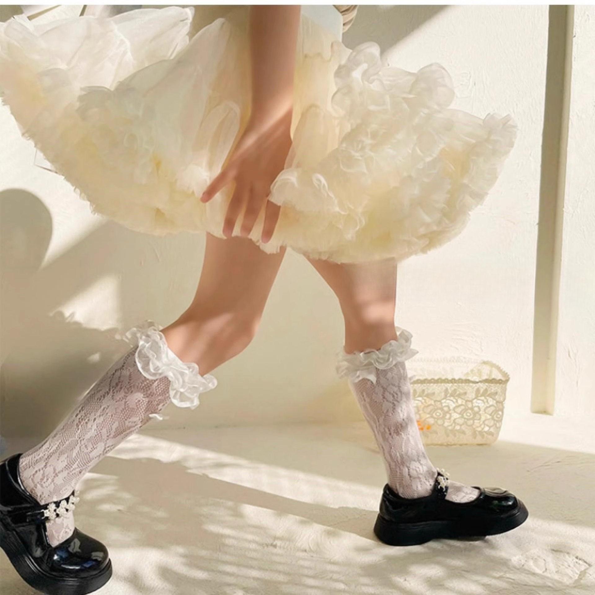 Girl's tutu dress large fluffy version bunny dress milky apricot tutu dress with shotr cream-colored ballet princess dress