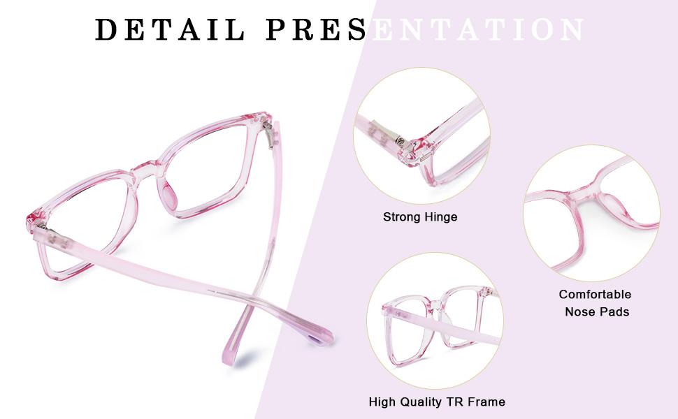 Blue Light Blocking Glasses for Girls Boys, Anti Bluelight Clear Reading Glasses, Computer Fake Glasses UV400