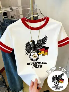 2026 Summer New European Vintage Sports Short Sleeve T-Shirt, Colorblock, Breathable Comfort, Y2K Street Style, Daily Wear, Music Festival