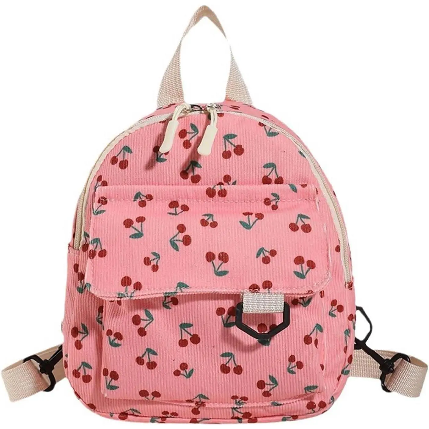 Corduroy Mini Backpack Cherry Backpacks for Womens Girls, Small Backpack Cute Backpacks Purse with 2 Pocket (Cherry, )