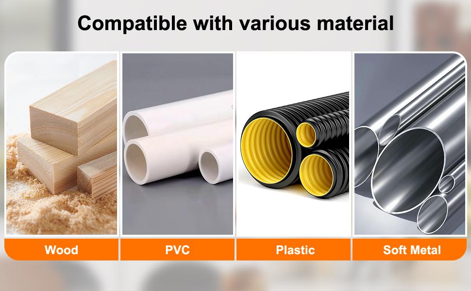 Inside Pipe Cutter for PVC Pipe, Cutter Tool Set with scale - Adjustable Depth Gauge, 6 Black Blades, 4" Black Hex Shank