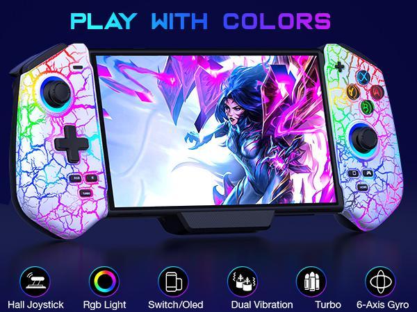 Switch Controller for Nintendo Switch/OLED,Pro Controller for Handheld Grip with Hall Effect Joystick,One-Piece Switch Joy Con with Turbo/Programmable/6-Axis/Vibration/RGB/4 Games Card Slot Switch Controller for Nintendo Switch/OLED,Pro Controller for Handheld Grip with Hall Effect Joystick,One-Piece Switch Joy Con with Turbo/Programmable/6-Axis/Vibration/RGB/4 Games Card Slot