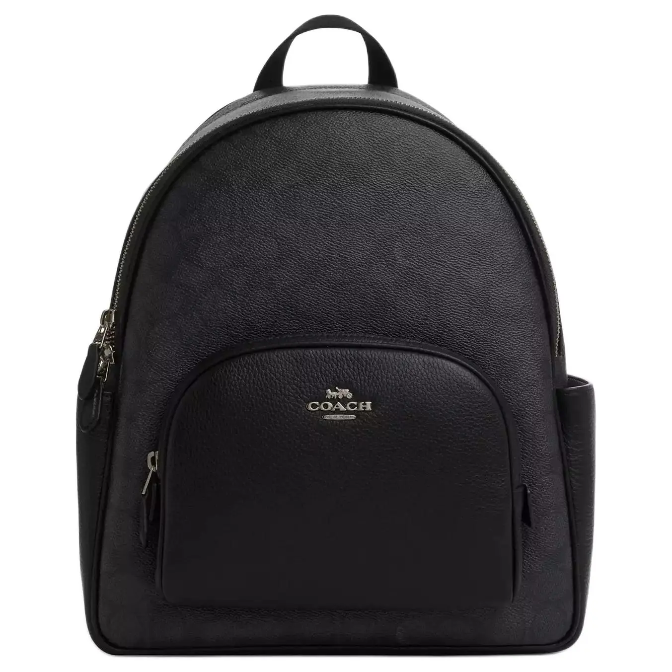 COACH Court 27 Double C Monogram Zip-Top PVC Backpack for Women, Large Size, Charcoal Black