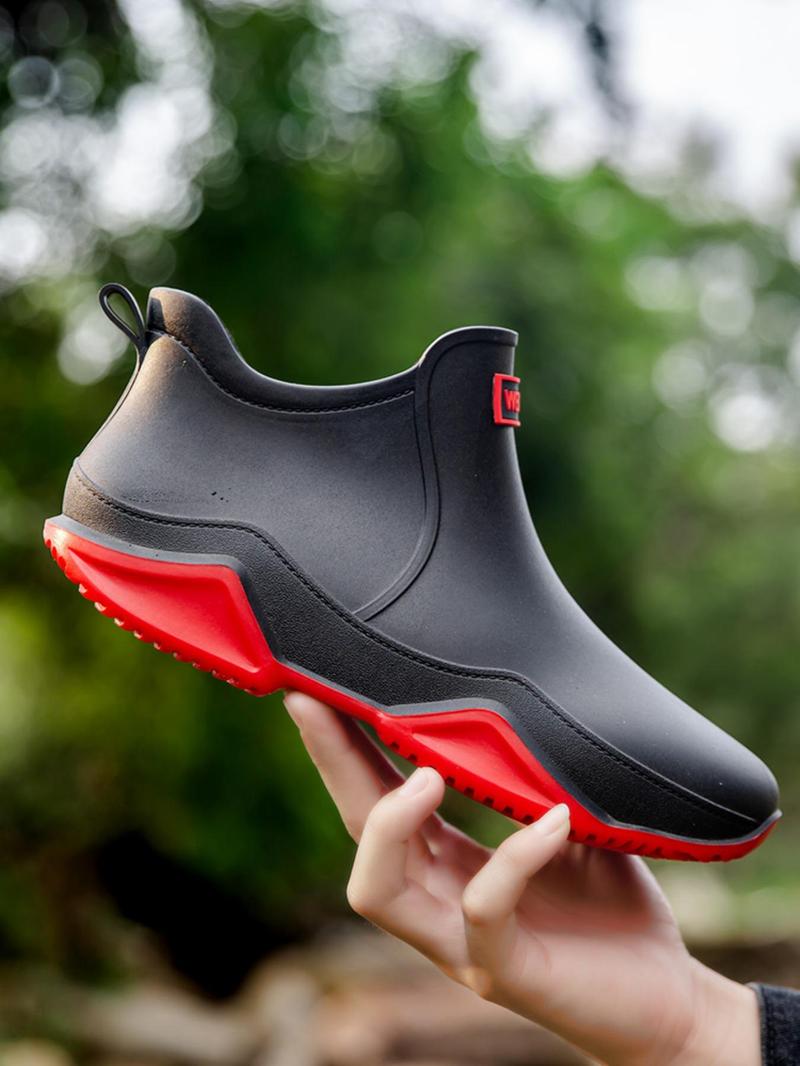 Women's Fashionable Letter Label Design Ankle Boots, Casual Waterproof Non-slip Rain Boots for Outdoor, Female All-match Round Toe Shoes for Daily Wear, Walking Shoes, Waterproof Footwear