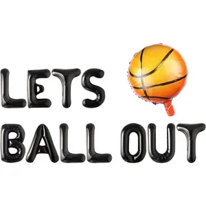 Let's Ball Out Balloon Banner Basketball Foil Balloons for Basketball Party Decorations Sports Theme Birthday Decorations Baby Shower Party Favors Supplies