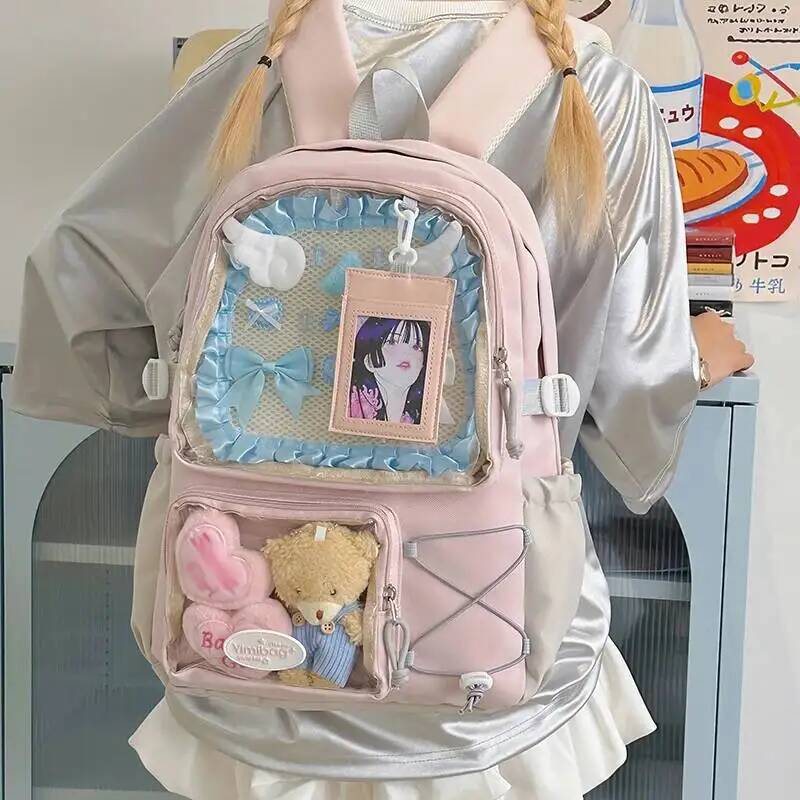 New Y2K Cute Ita Backpack Large Capacity Commute Rucksack Girl Transparent DIY Display Knapsack Outdoor Fashion Travel Schoolbag