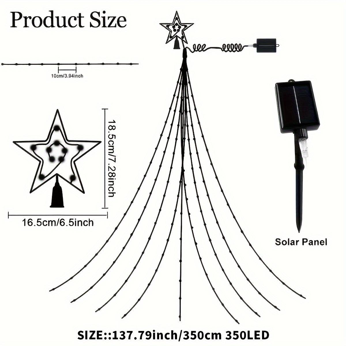 1 Solar Christmas Decorative Star Waterfall Tree Light with 8 Modes, Perfect for Outdoor Garden, Yard, and Patio Holiday Decor