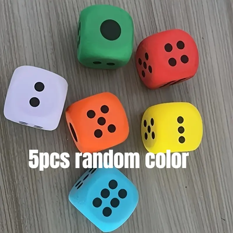5-piece EVA soft foam random color dice set - foam dice with smooth edges
