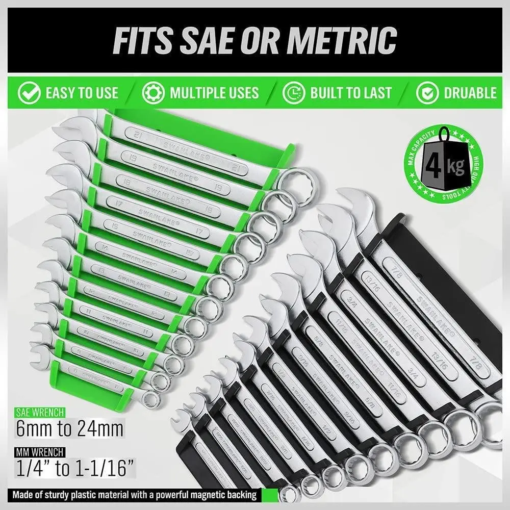 12 Slot Plastic Magnetic Wrench Holder, Detachable Tool Tray Stand, Metal Wrench Organizer Rack, Storage Solution for Workshop Tools, Tool Organizers, Tool Organisers