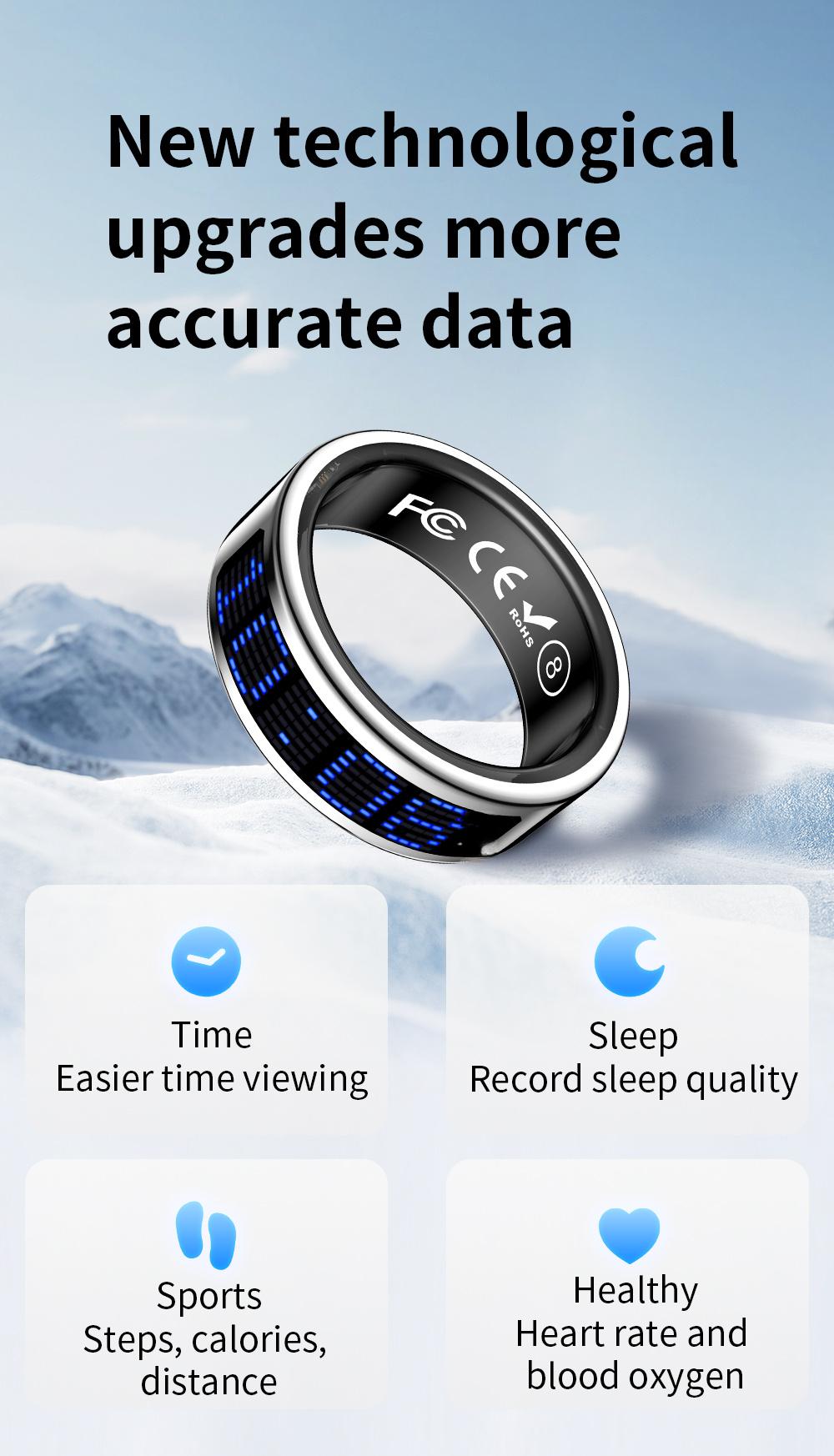 Stylish Smart Ring for Men And Women with Digital Display-Health Ring, Built-In Caller ID Function, Sleep, Exercise, Menstrual Cycle Recording, IP68 Fitness Ring, Fitness Tracker Ring, with Magnetic Charging Base Long Battery Life