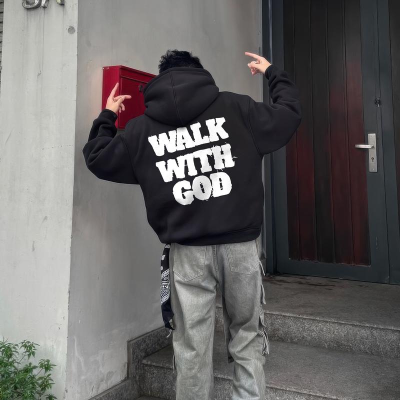 Walk With God Christian Hoodie & T-shirt for Men and Women, Faith-Based Streetwear Pullover, Bold Bible Quote Design, Religious Graphic Hoodies, Unisex Spiritual Clothing