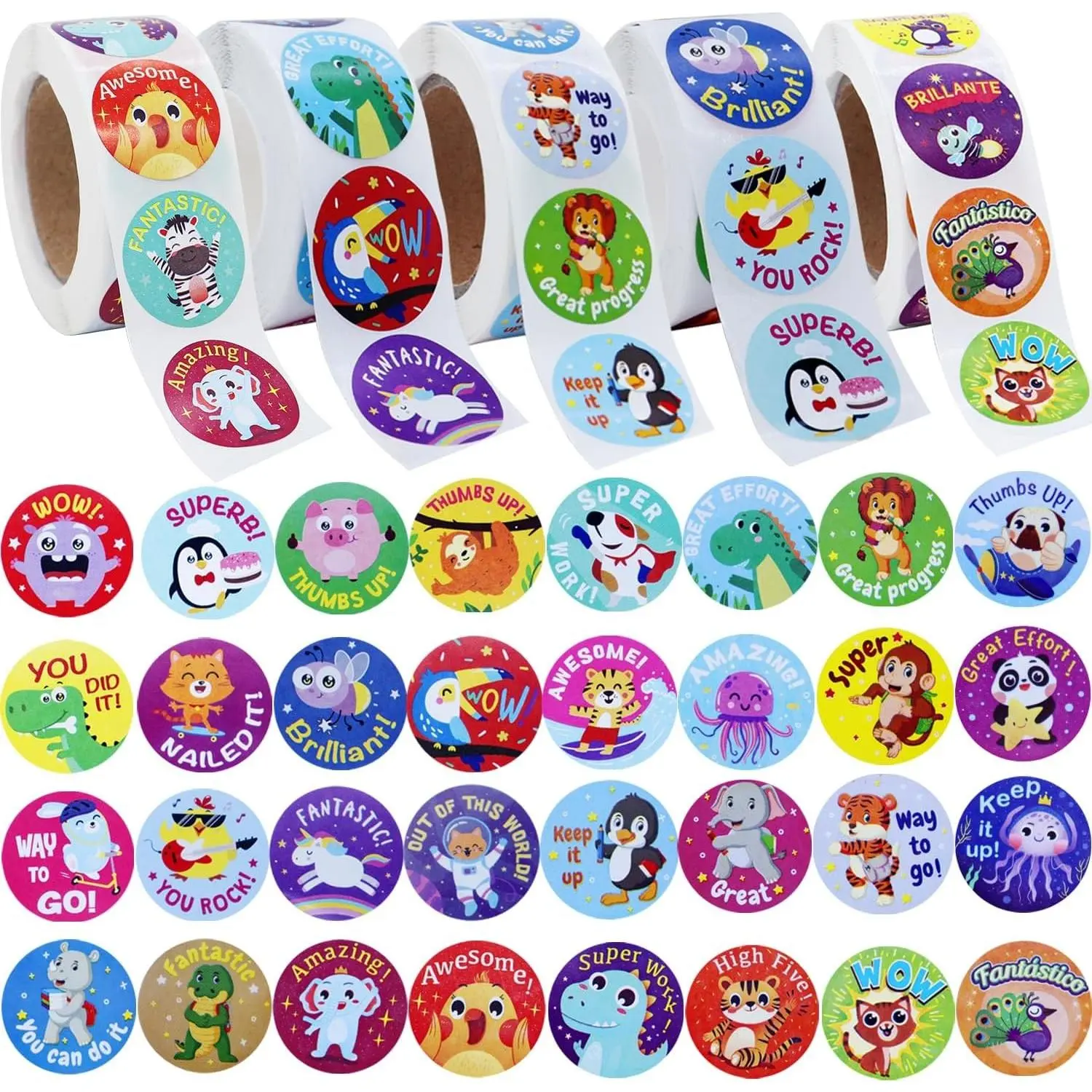 2500Pcs Animal Themed Reward Stickers for Kids Classroom - Teacher Supplies for Students, School Classroom Incentive Stickers