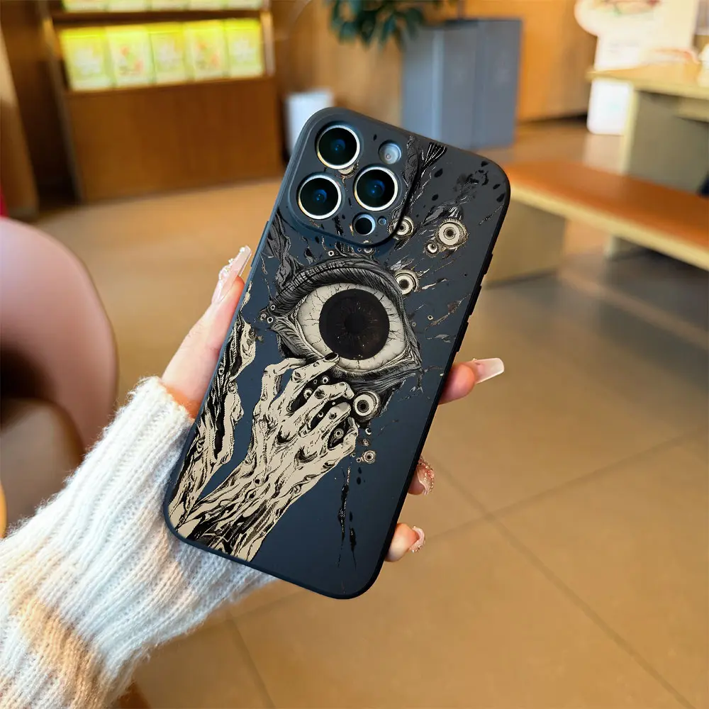 KKLLYY Surreal Horror Style Giant Eyeball Cellphone Case - Casing Cover for iPhone 18,17,16,15,14,13,12,11 Plus Pro Max Handheld Devices, Art Gift